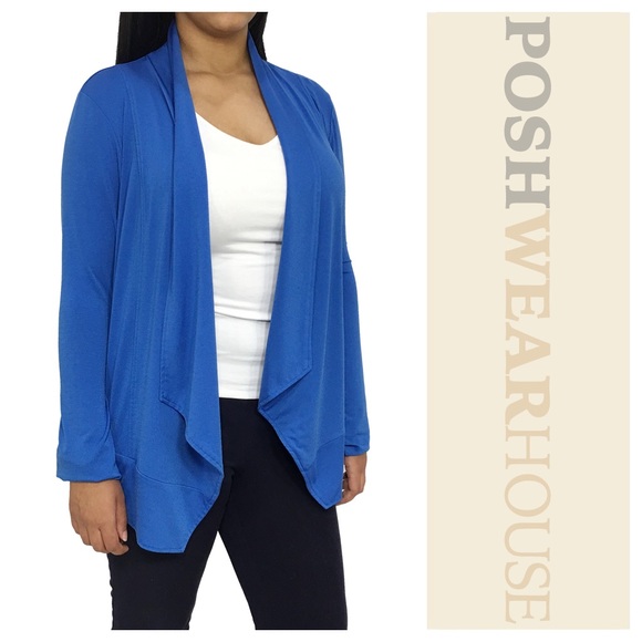 Grace Elements Sweaters - Royal Blue Open Front Cardigan